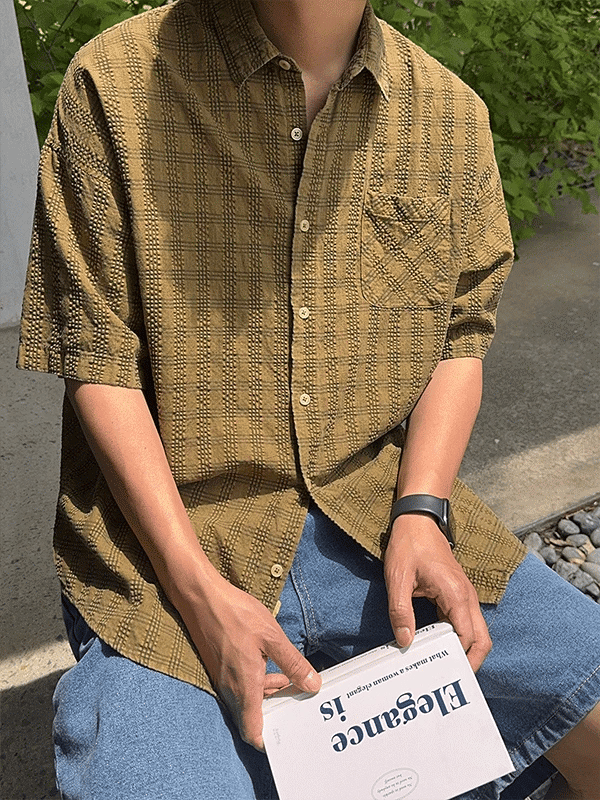 Beurre Pigment Embossed Half Shirt