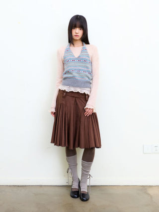 [NEVERSEEZ] Fair Isle Knit Halter Vest