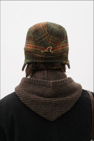 [MASONPRINCE] Wool Plaid Baseball Earflap Hat