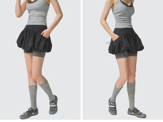 [Monterest] Reflective Print Bubble Sports Skirt