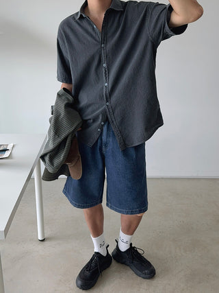 All Day Double-Tuck Half-Band Denim Shorts