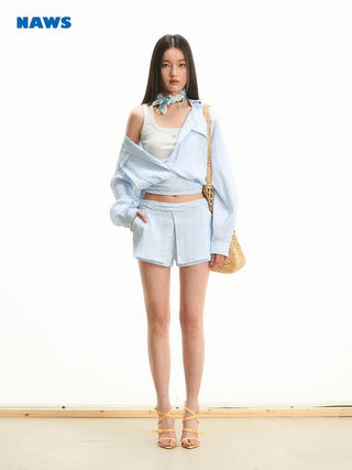 [NOTAWEAR] Fake two-piece textured skirt