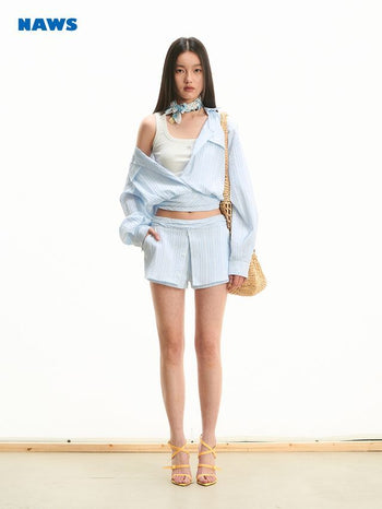 [NOTAWEAR] Fake two-piece textured skirt