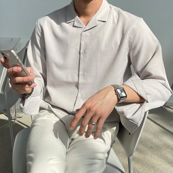 Wrinkle-free open-collar shirt (span fabric)