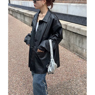 Loose leather jacket