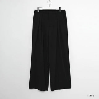 high waist pintuck wide slacks
