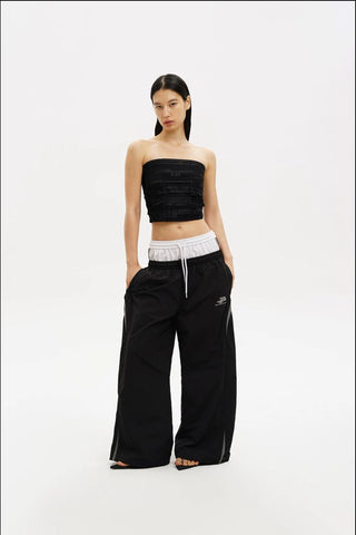 [MASONPRINCE] Deconstructed Wide Leg Track Pants