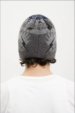 [MASONPRINCE] Funny Bear Fair Isle Earflap Beanie