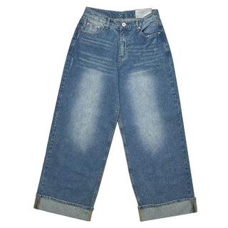 (3 colors) Roll-up denim pants