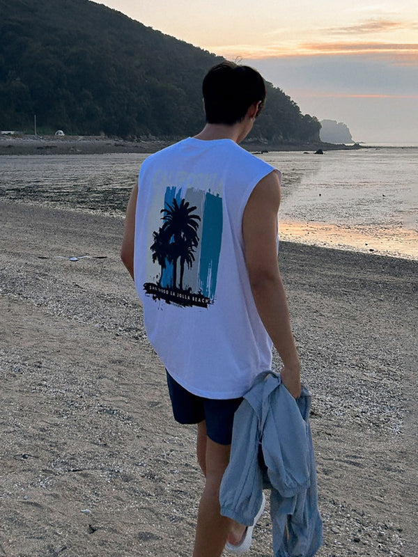 PRINTED SLEEVELESS COTTON T-SHIRT