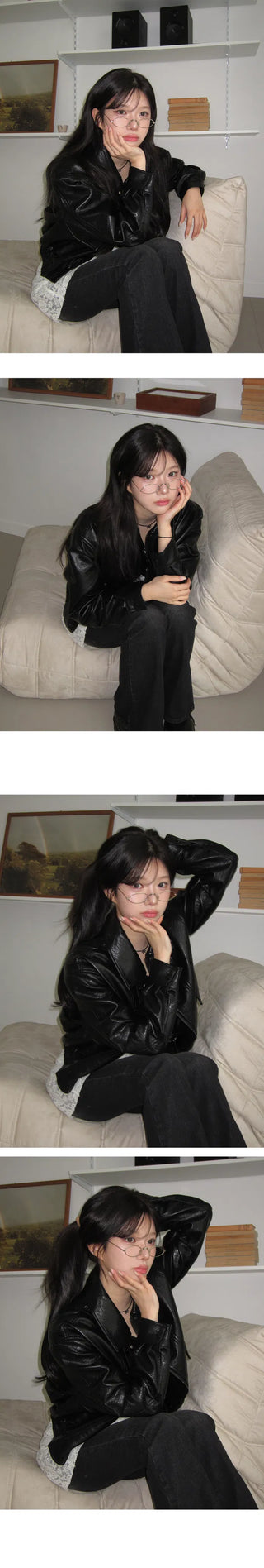 Sarah Half-Fit Crop Leather Jacket - 2 Colors