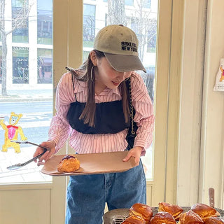 Multi-stripe crop shirt