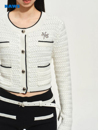 [NOTAWEAR] Cable Knit Cropped Cardigan