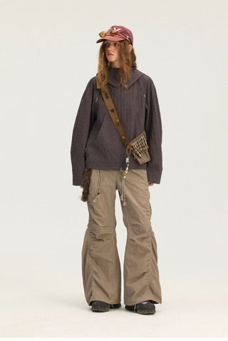 [Monterest] Textured Plaid Hooded Jacket