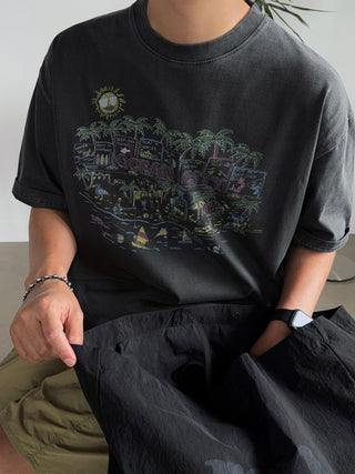 Ocean Drawing Pigment 1/2 T-shirt