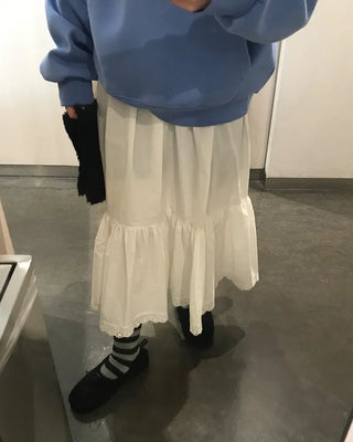 Lace frill long skirt