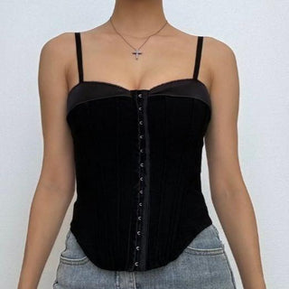 Sweetheart neck corset button cami top