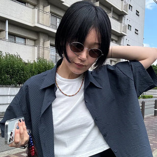 Basic Oversized Short-Sleeve Shirt