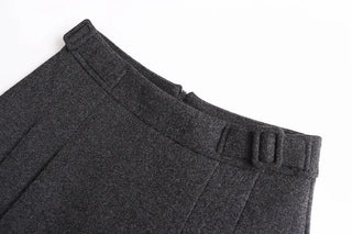 (2 colors) Two-pleat midi skirt