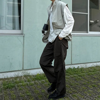 (Unisex) Big Pocket Nylon Easy Pants