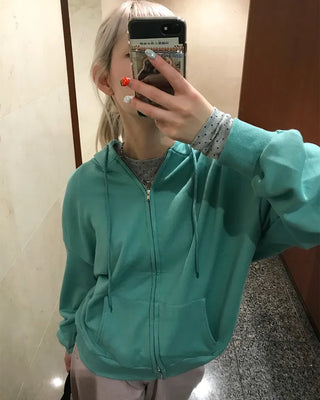 Oversized Basic Zip Hoodie
