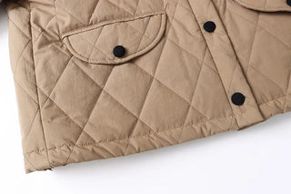 Wide Collar Diamond Quilted Jacket