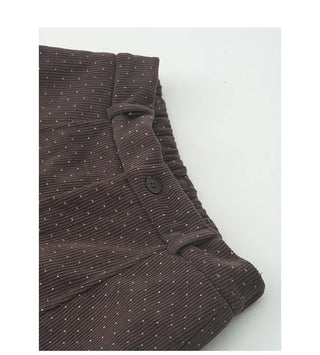 (2 colors) Brushed back polka dot wide pants