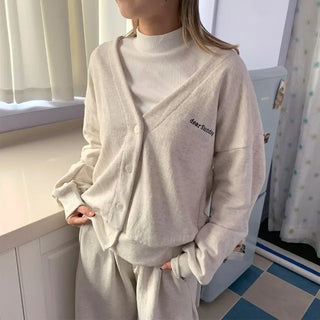 V-neck cotton cardigan