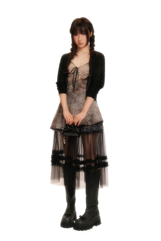 [Moromoro2] Tencel Linen Blend Lace Trim V-Neck  Cardigan