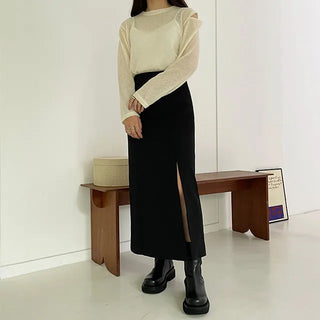 Slit long skirt