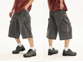 [Monterest] Washed Multi-Pocket 3D Cut Work Shorts