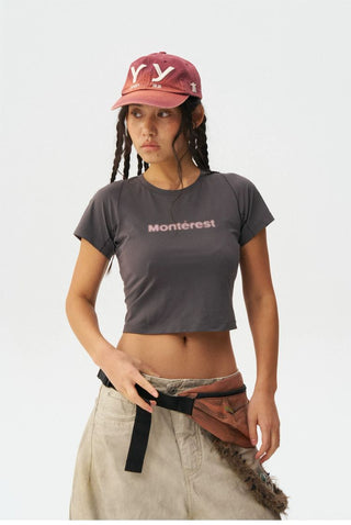 [Monterest] Quick-Dry Slim Fit Logo Crop Top