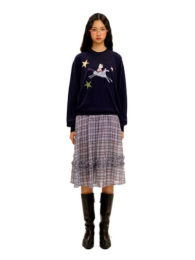 [Moromoro2] Rabbit & Horse Jacquard Crewneck  Sweater