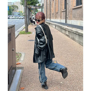Loose leather jacket