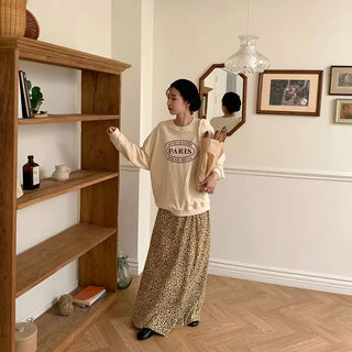 rizel leopard long skirt