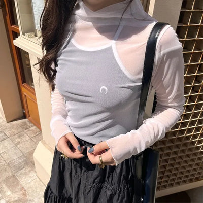 See-through turtleneck t-shirt