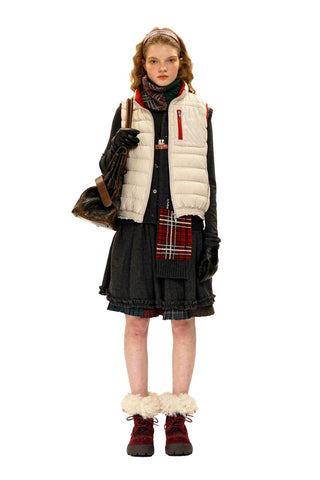 [Moromoro2] Lace Trim Hooded Down Jacket /  Vest