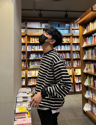 Cozy double-brushed striped sweatshirt (cotton fabric)