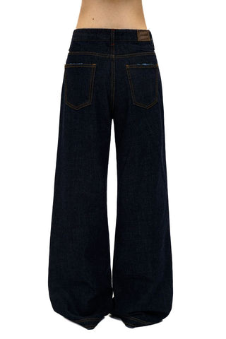 [Moromoro2] Distressed Pleated Skirt Hem Denim  Pants