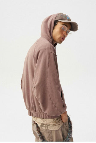 [Monterest] Textured Cotton Blend Hooded Zip-Up