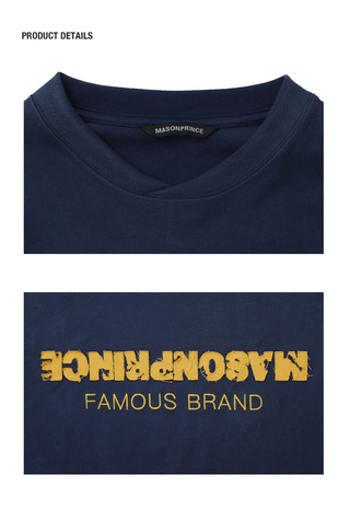 [MASONPRINCE] Embroidery Rolled-Sleeve Tee