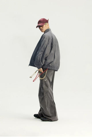 [Monterest] Washed Mesh Oversized Track Jacket