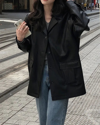 Vegan leather half trench coat