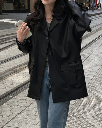 Vegan leather half trench coat