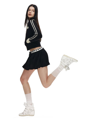 [NECY] Sweet Heart Jacquard Zip Cardigan