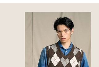 [CULTUM] Wool Blend Argyle V-Neck Knit Vest