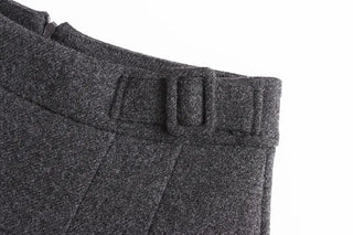 (2 colors) Two-pleat midi skirt