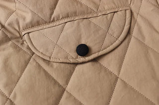 Wide Collar Diamond Quilted Jacket