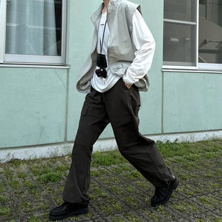 (Unisex) Big Pocket Nylon Easy Pants