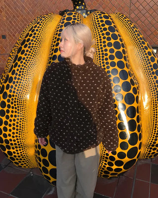 Dot fleece zip-up